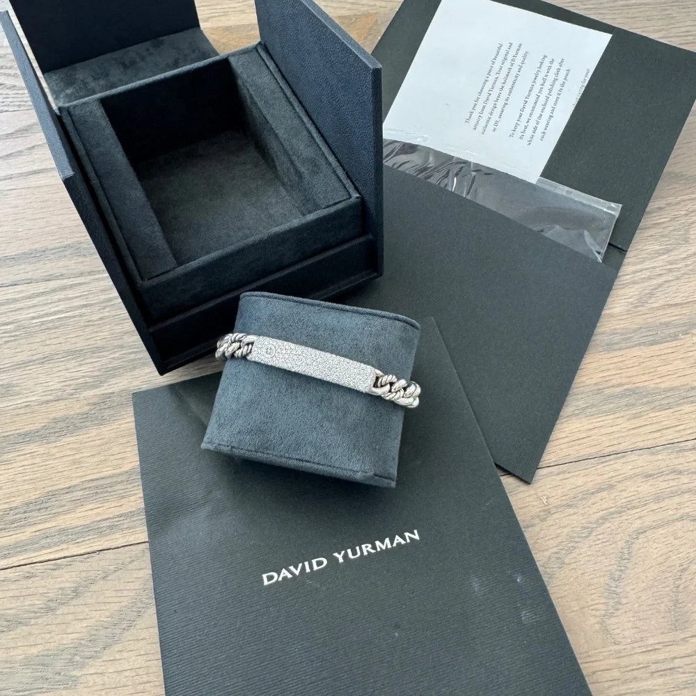 AUTHENTIC David Yurman Belmont Curb Link ID Bracelet w/Diamonds - Picture 3 of 9